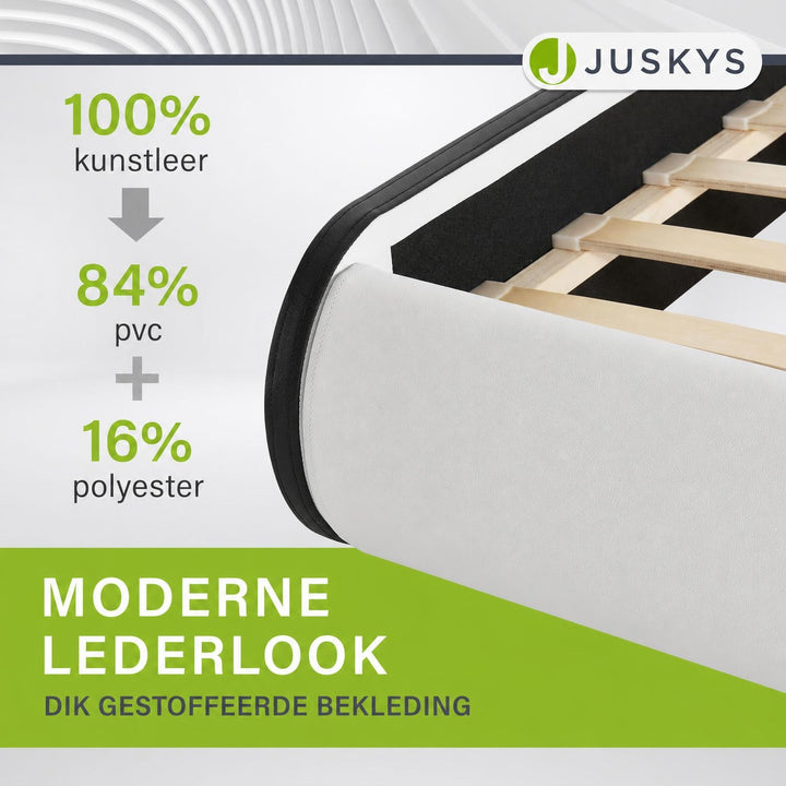 Gestoffeerd bed Sevilla 140x200 cm – wit, met LED-verlichting