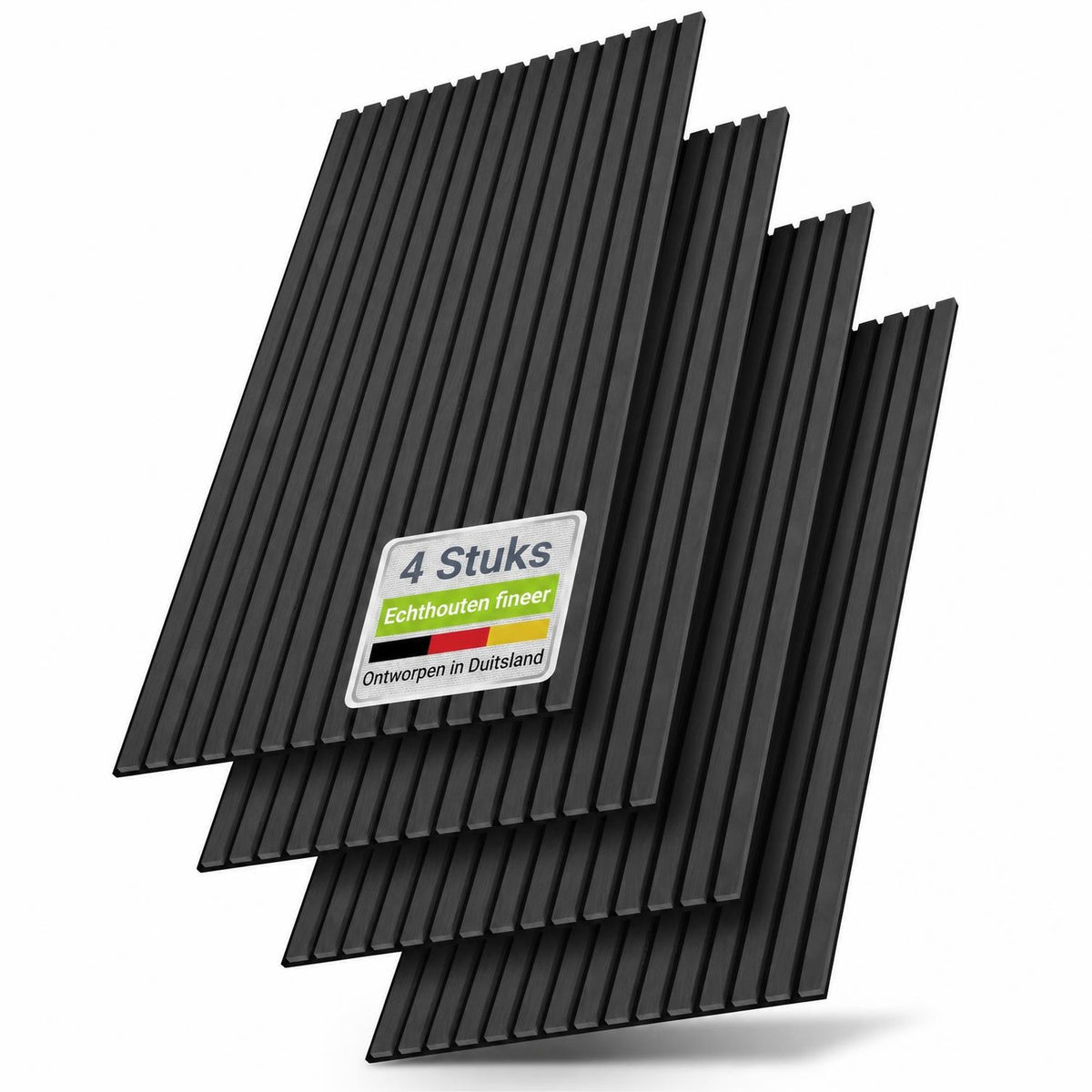 Akoestische wandpanelen houtlook set van 4