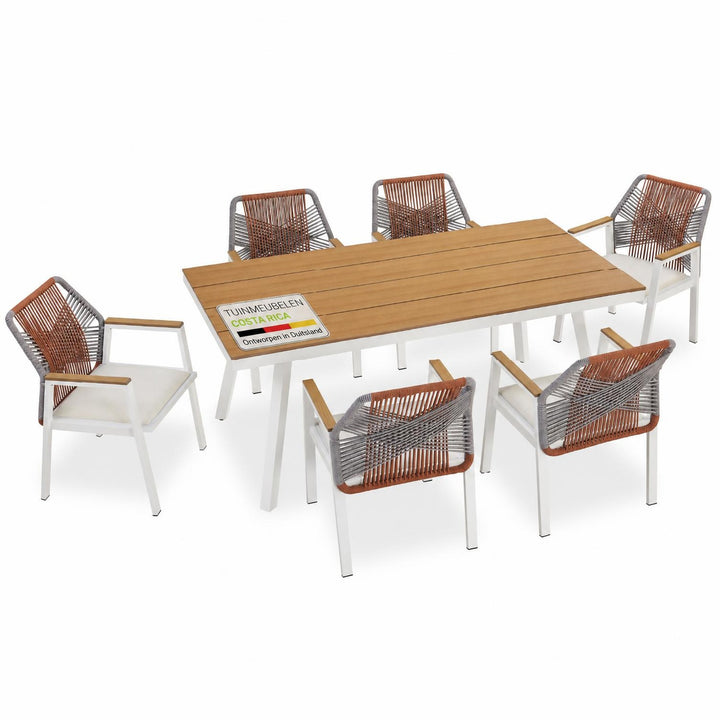 Tuinset Costa Rica – 6 personen, eettafel met 6 stoelen