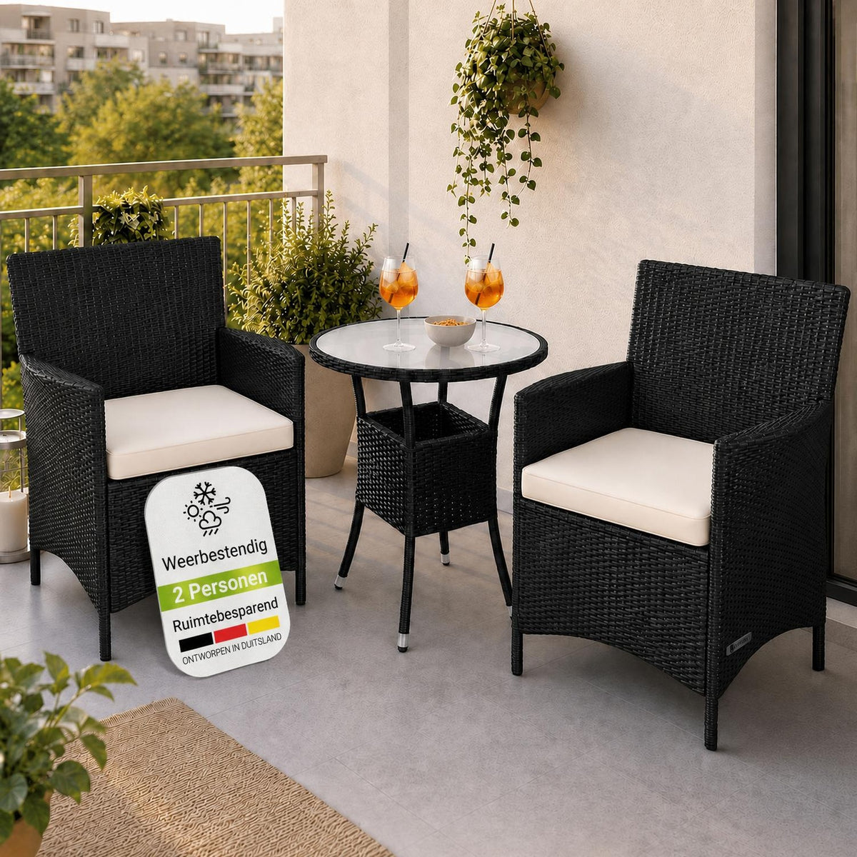 Wicker tuinset Bayamo – balkonset met tafel en 2 stoelen