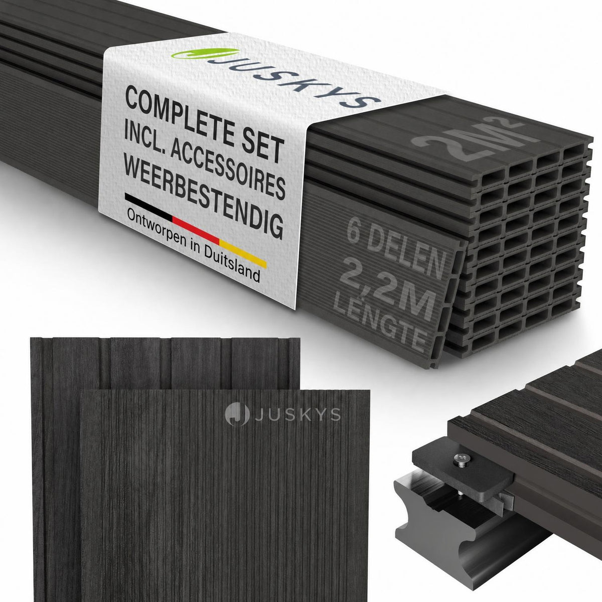 Composiet vlonderplanken grijs – complete set, 2 tot 30 m²