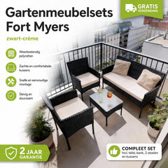 Wicker tuinset Fort Myers – 4 personen, 4-delig met tafel