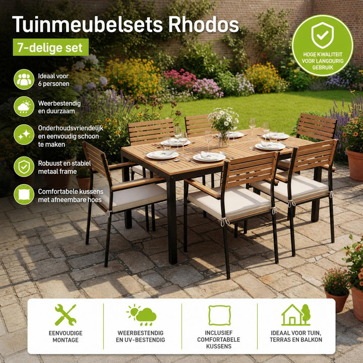 Acaciahouten tuinset Rhodos – 5-delig, voor 4 personen