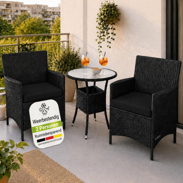 Wicker tuinset Bayamo – balkonset met tafel en 2 stoelen