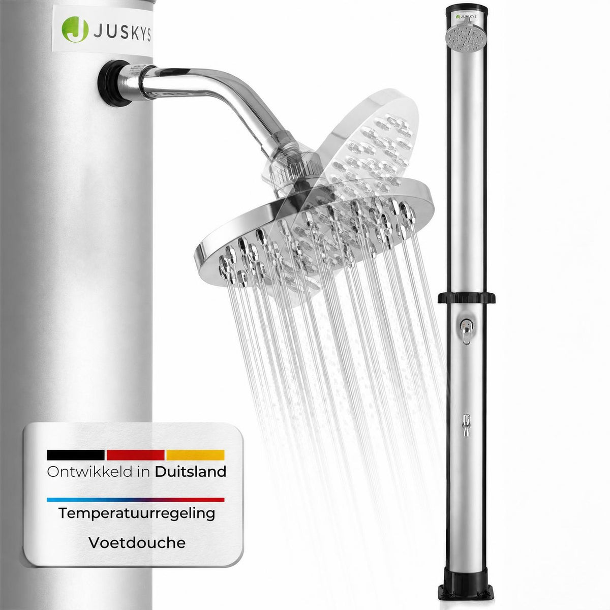 Zonnedouche Victoria 20 liter – zwenkbare regendouchekop, zwart