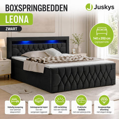 Boxspring Leona – fluweel, H4-binnenvering, topper en ledlicht