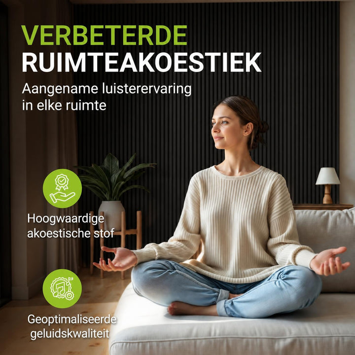 Akoestische wandpanelen houtlook – set van 4, samen 2,88 m²