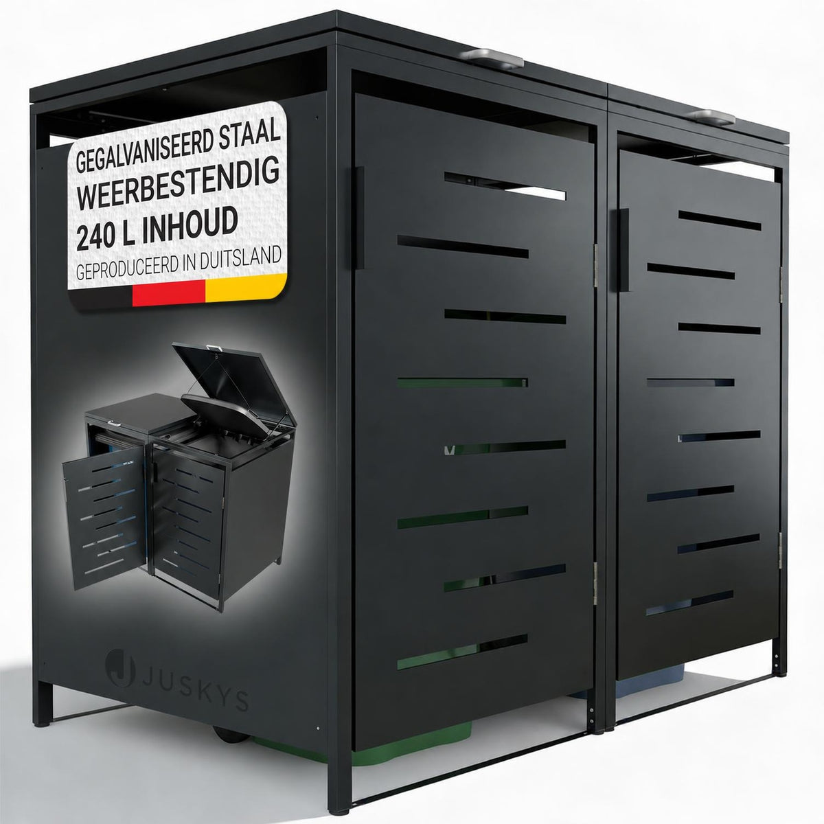 Metalen containerombouw Arel – voor 2 containers, afsluitbaar