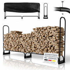 Haardhoutrek voor buiten – 130x117 cm, met afdekhoes
