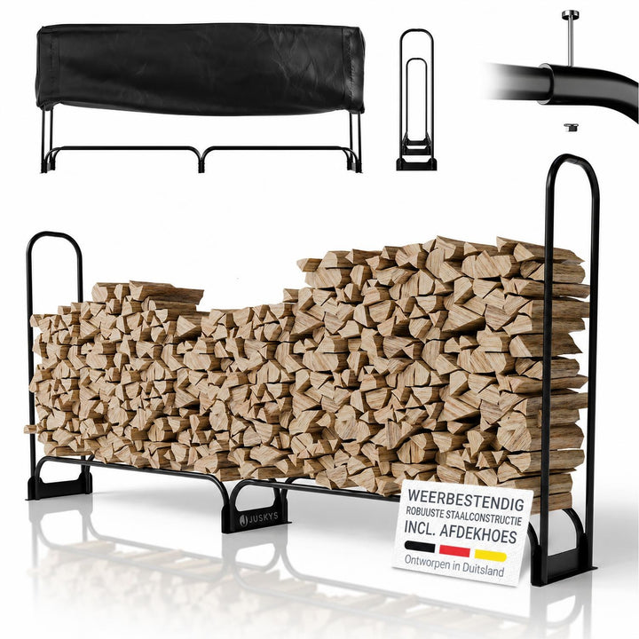 Haardhoutrek voor buiten – 130x117 cm, met afdekhoes