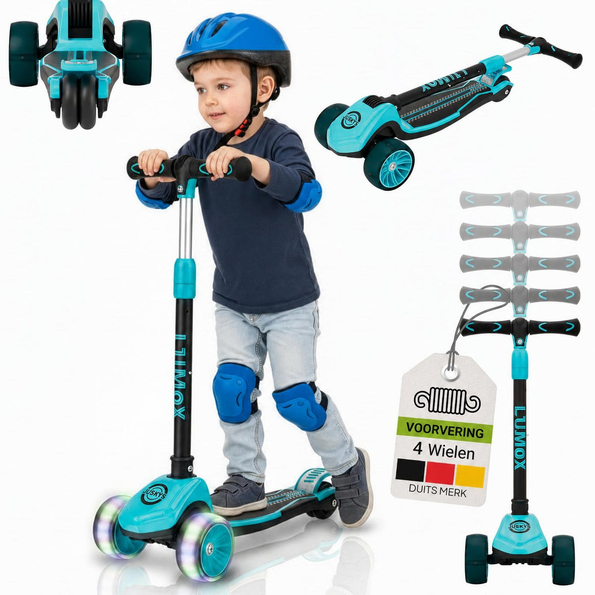 Kinderstep Lumox – LED-wielen, verstelbaar stuur, inklapbaar
