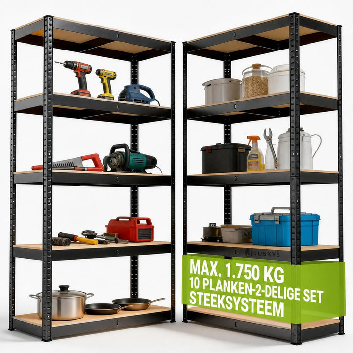 Metalen stellingkast Basic 180x90x40 cm – set van 2 tot 8