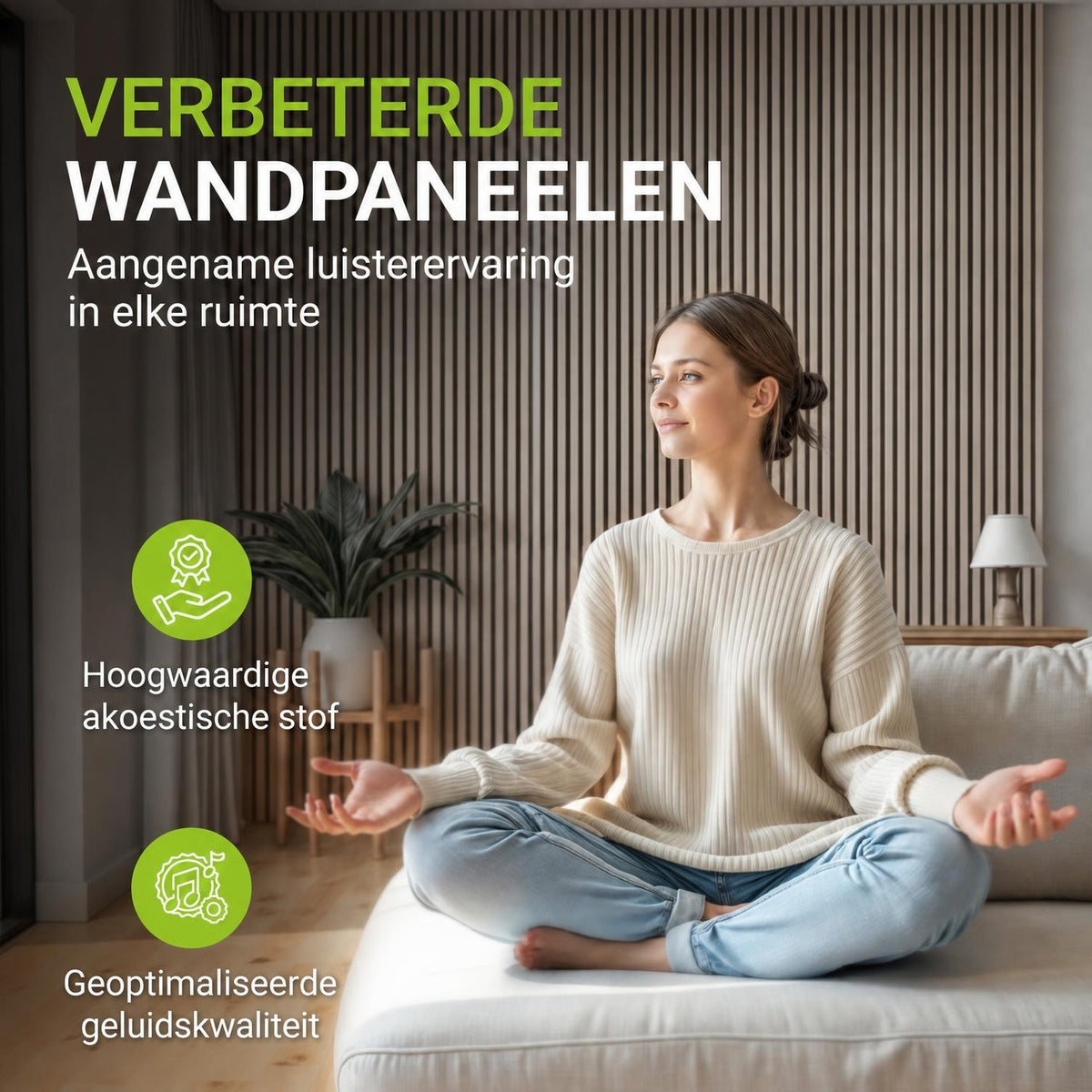 Akoestische wandpanelen houtlook – set van 4, samen 2,88 m²
