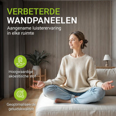 Akoestische wandpanelen houtlook – set van 4, samen 2,88 m²