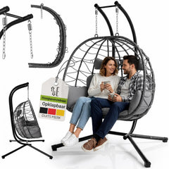 Dubbele hangstoel Aria van wicker – incl. standaard, 2 personen