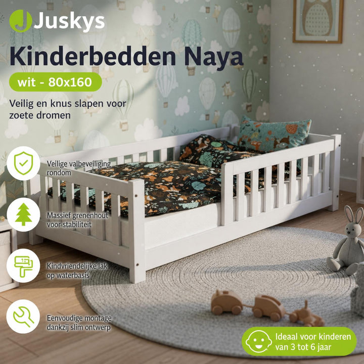 Kinderbed Naya 80x160 cm – vloerbed met uitvalbeveiliging