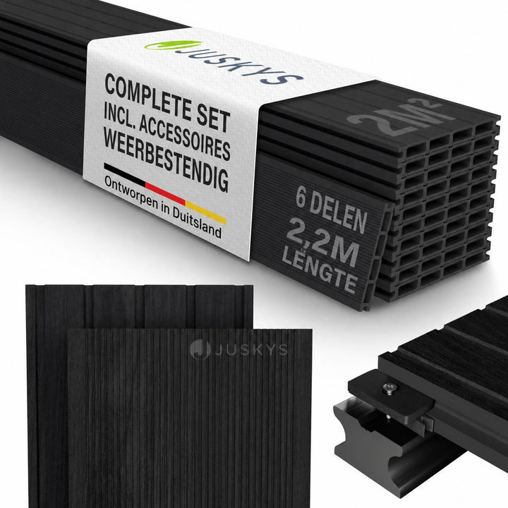 Composiet vlonderplanken antraciet – complete set, 2 tot 30 m²