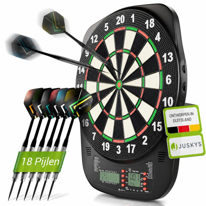 Elektronisch dartbord – 32 spellen, tot 8 spelers, 18 pijlen