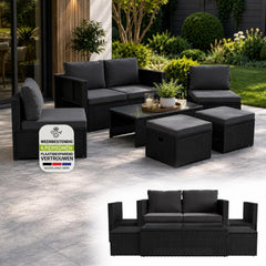 Wicker loungeset Salou – 6 personen, incl. kussens en tafel