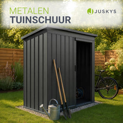 Metalen tuinhuis – verzinkt staal, lessenaarsdak, afsluitbaar