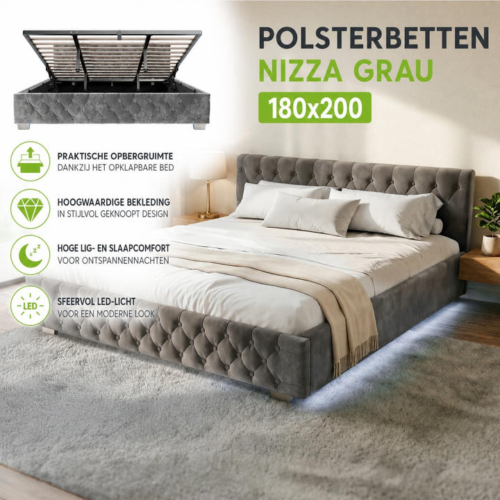 Gestoffeerd bed Nizza