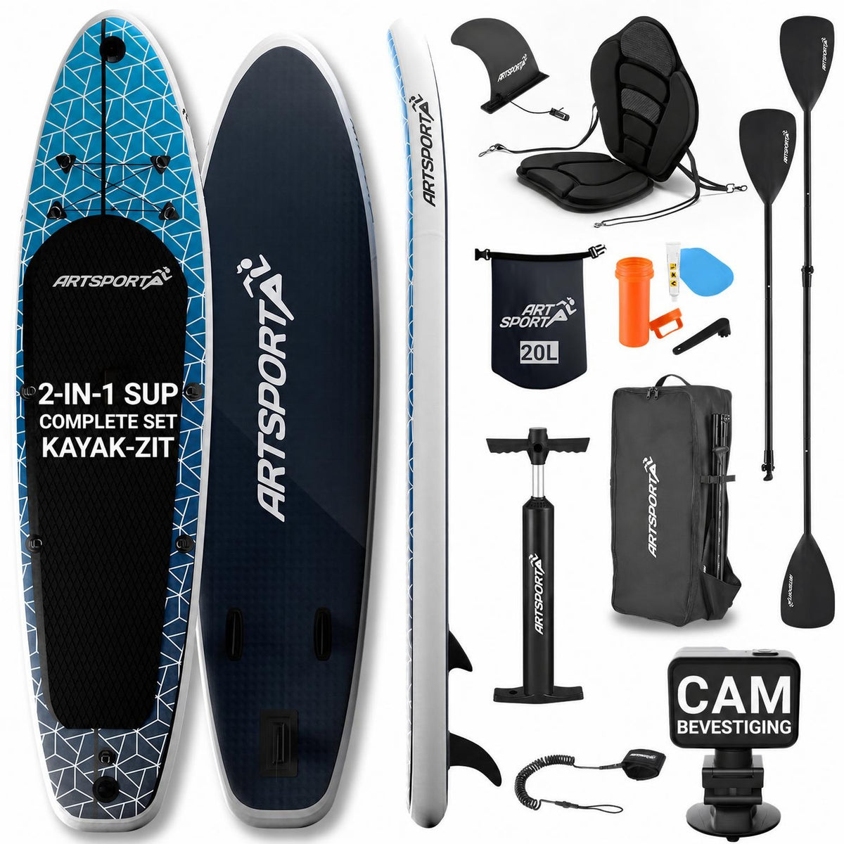 Supboard Beach Rocker – opblaasbaar met kajakzitting, tot 150 kg