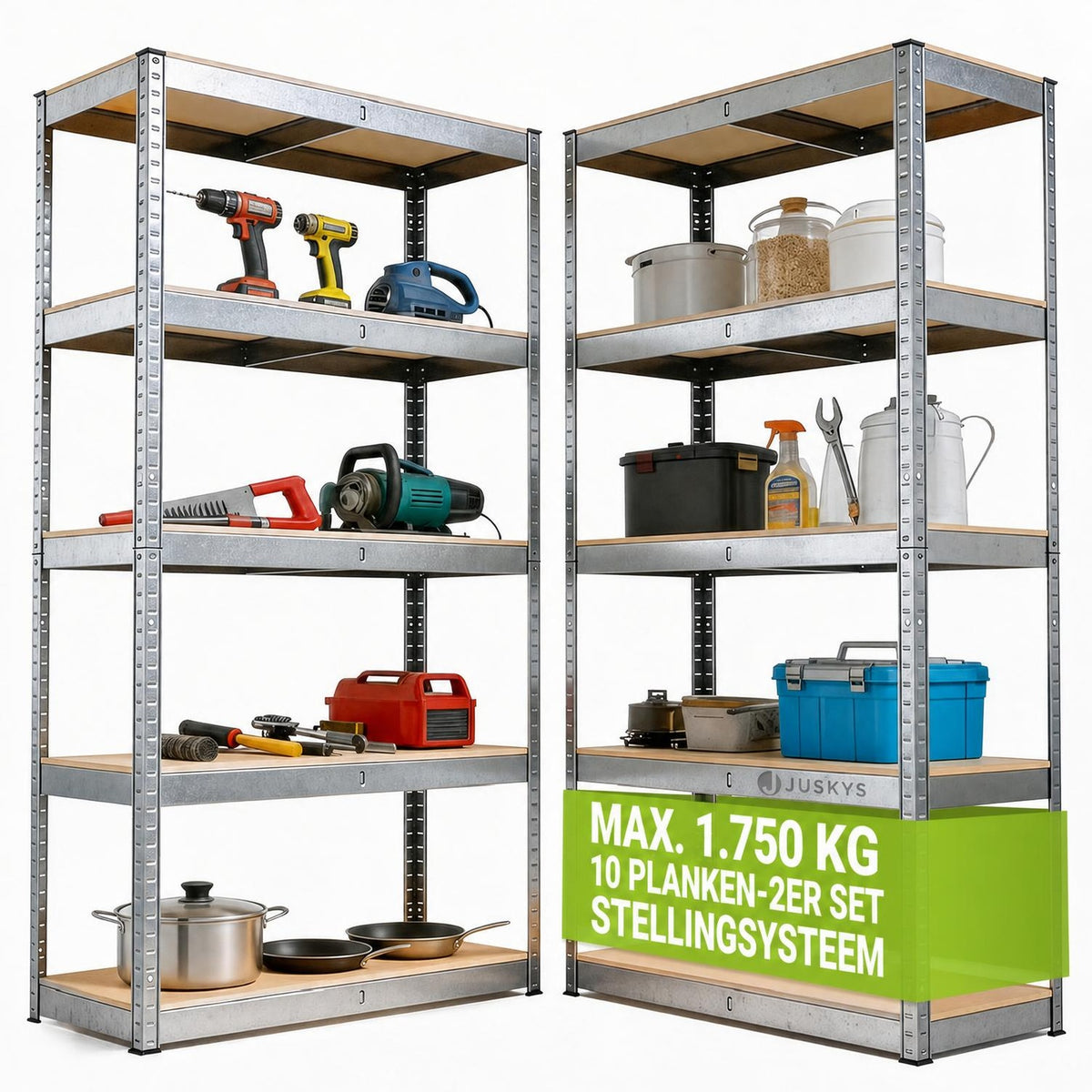 Metalen stellingkast Basic 180x90x40 cm – set van 2 tot 8