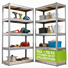 Metalen stellingkast Basic 180x90x40 cm – set van 2 tot 8