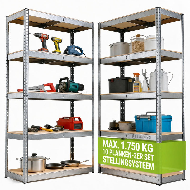 Metalen stellingkast Basic 180x90x40 cm – set van 2 tot 8