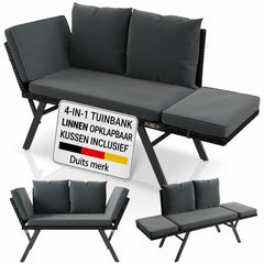 Wicker tuinbank Calvia – 2-in-1 bank en ligbed, 2-3 personen