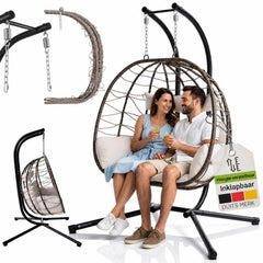 Dubbele hangstoel Aria van wicker – incl. standaard, 2 personen