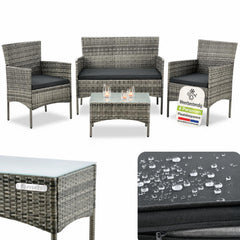 Wicker tuinset Fort Myers – 4 personen, 4-delig met tafel