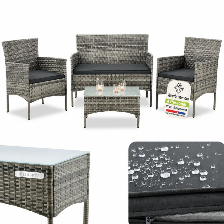 Wicker tuinset Fort Myers – 4 personen, 4-delig met tafel