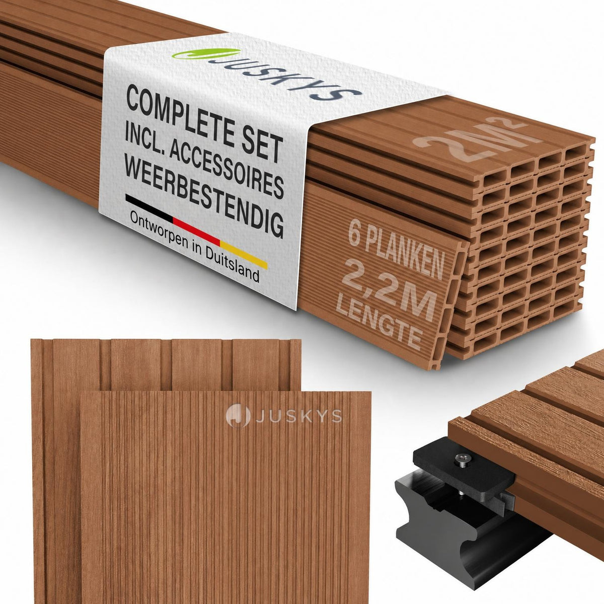 Composiet vlonderplanken teak – complete set, 2 tot 30 m²