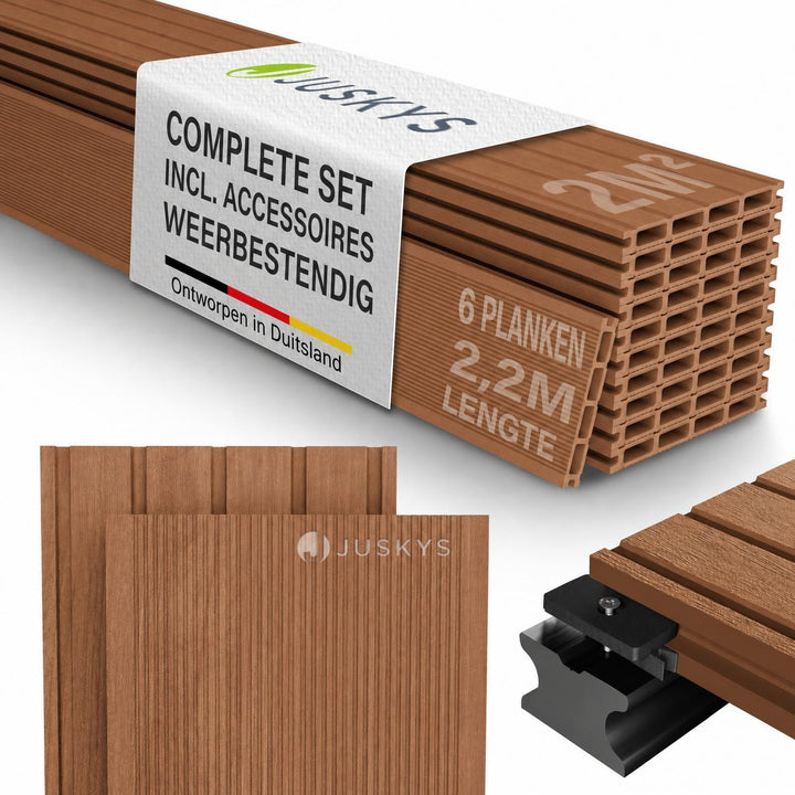 Composiet vlonderplanken teak – complete set, 2 tot 30 m²
