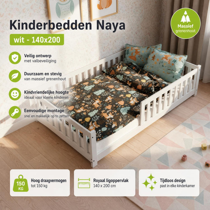 Kinderbed Naya 80x160 cm – vloerbed met uitvalbeveiliging