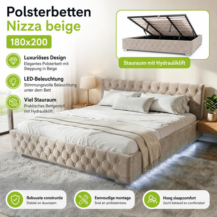 Gestoffeerd bed Nizza