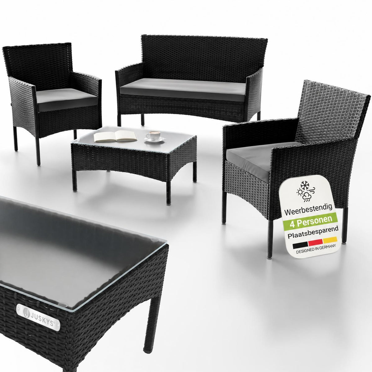 Wicker tuinset Fort Myers – 4 personen, 4-delig met tafel