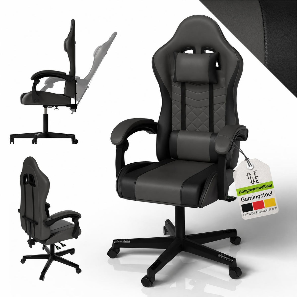 Gamestoel HyperSeat – kunstleer, verstelbare rugleuning, 120 kg