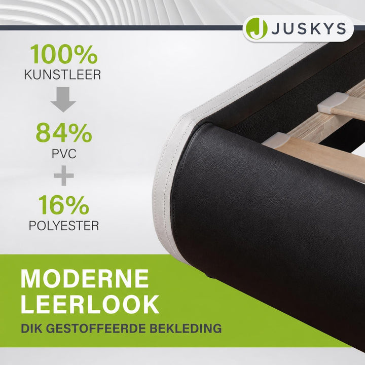 Gestoffeerd bed Sevilla 140x200 cm – wit, met LED-verlichting