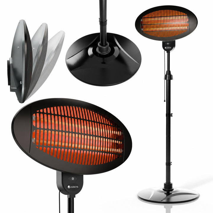 Infrarood terrasverwarmer 2000 W – 3 standen, in hoogte verstelbaar