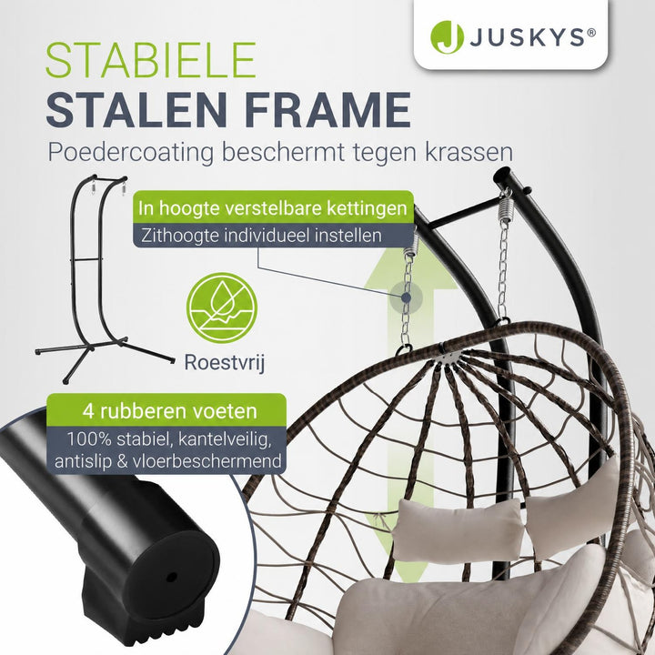 Dubbele hangstoel Aria van wicker – incl. standaard, 2 personen