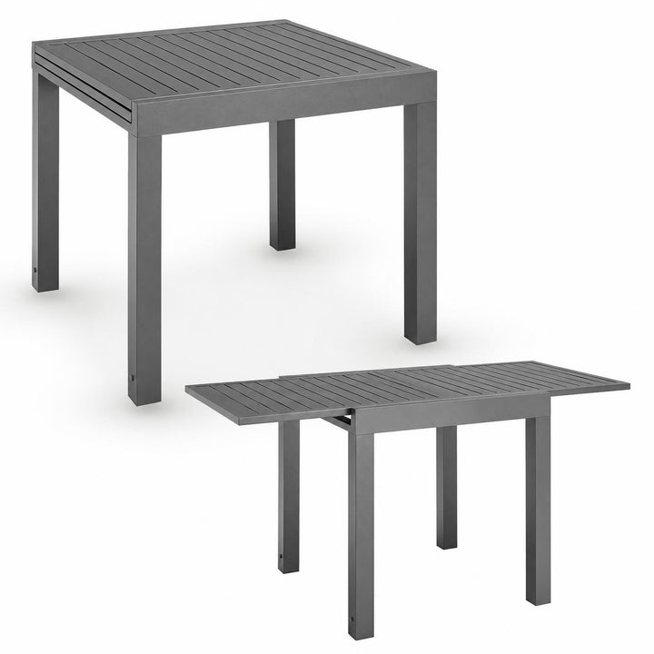 Tuintafel Laki – uitschuifbaar, aluminium, 70x70 cm