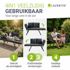 Wicker tuinbank Calvia – 2-in-1 bank en ligbed, 2-3 personen