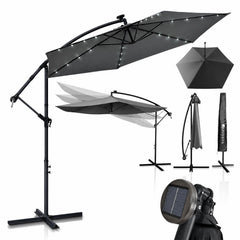 Zweefparasol Brazil 350 cm – met ledverlichting en voet