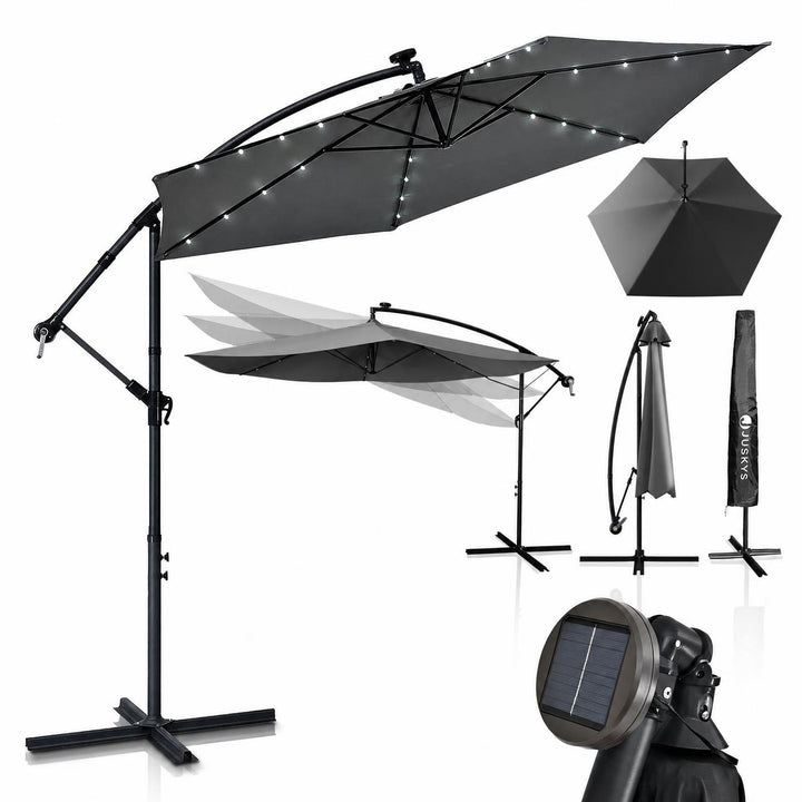Zweefparasol Brazil 350 cm – met ledverlichting en voet