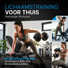 Halterset 30 kg – 2 dumbbellstangen en 16 gewichtsschijven