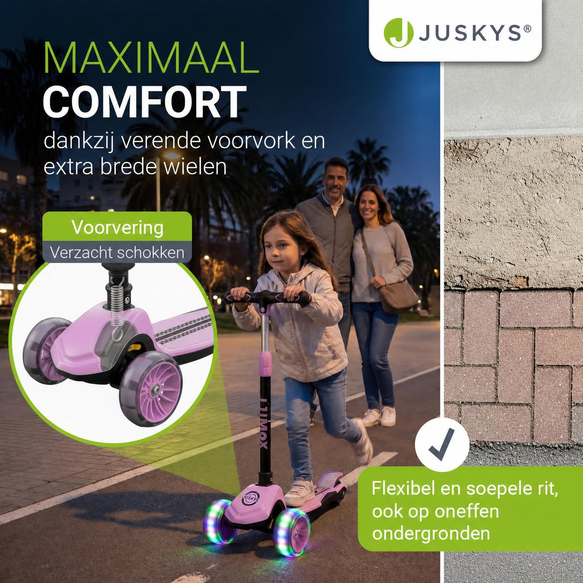 Kinderstep Lumox – LED-wielen, verstelbaar stuur, inklapbaar