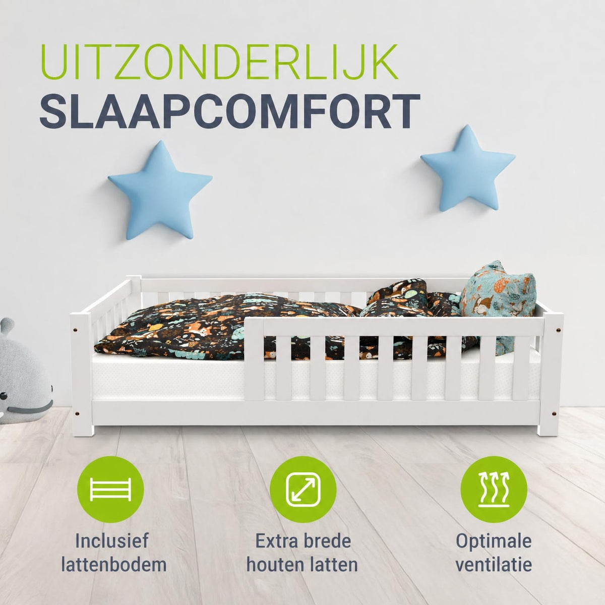 Kinderbed Naya 80x160 cm – vloerbed met uitvalbeveiliging