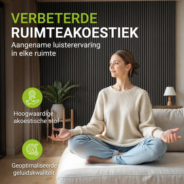 Akoestische wandpanelen houtlook set van 4